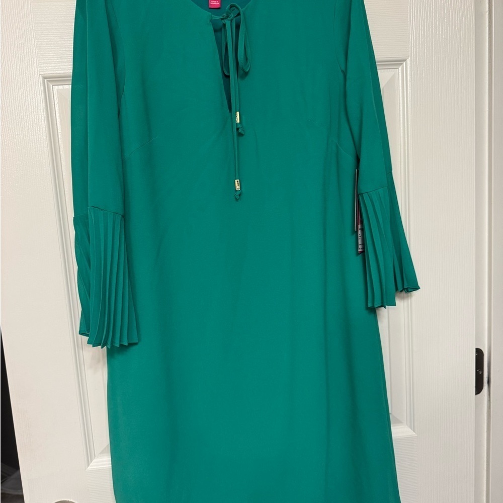 New - Vince Camuto Teal Long Sleeve Dress - Picture 2 of 6